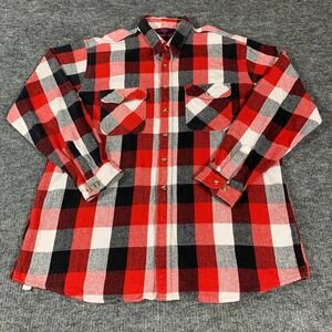 VTG Dakota Shirt Mens 2XL Tall Red Plaid Flannel Long Sleeve Button Up Grunge
